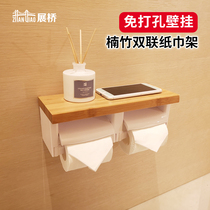 Zhanqiao hole-free toilet tissue box Hotel bathroom Nanzhu double waterproof tissue holder shelf paper roller2017-10-16