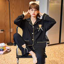 Sleepwear Lady Spring Autumn Pure Cotton Long Sleeves 2021 New Student Adolescent Girl Can Wear Expats BIG CODE HOME SUIT SUIT