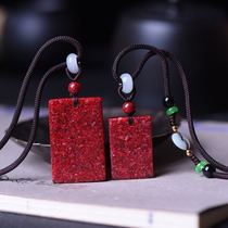 Original cinnabar Crystal raw stone safe and sound brand light-transmitting mens and womens necklace evil transshipment