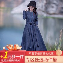(The second 1 yuan)Yingru ethnic style literary temperament Linen dress base skirt female long section autumn and winter