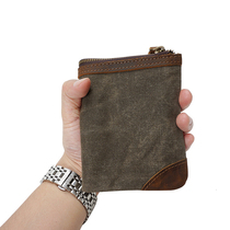 Qiguxi new Japanese retro mens wallet wax waterproof canvas multifunctional card bag short wallet handmade