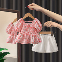 Girls summer clothing suit 2022 new net red ocean gas trendy childrens baby boy summer two sets of clothes