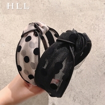 Hiblue Korean retro sweet polka dot hair hoop wide edge temperament headband hair card hair wash hair pressure hair band