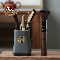 Tea ceremony Six gentlemen Kung Fu tea supplies Clip set Accessories Tea making tools Pure copper 6-piece set tea barrel Tea bucket