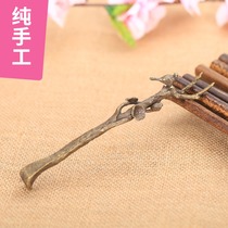 Pure copper pot fork handmade pot lid clip plum blossom fork cast copper decoration accessories bamboo kung fu tea set Japanese retro pot holder