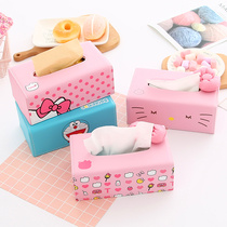 Hello Kitty car PU tissue box Home living room Dining room bedroom Simple creative cute cartoon paper box set