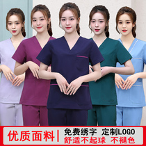 Hand washing clothes Womens surgical clothes Operating room overalls cotton summer dental short sleeve doctor mens oral brush hand clothes