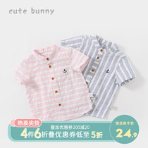 cutebunny baby summer dress small boy short sleeve shirt foreign air baby pure cotton shirt thin blouse damp