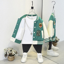 Boys' baseball suit jacket autumn outfit 2022 new foreign-looking children's baseball shirt baby open shirt jacket spring and autumn