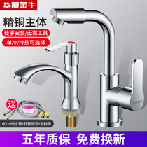 Face pot faucet single cold bathroom household wash basin wash basin pond pot high rotable kitchen faucet