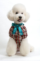Treasure Dependents Unpet Pet Dog Clothes Teddy Bibi Bear Clothing Red Brown Plaid Bubble Sleeves Princess Doll Clothes
