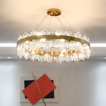 Post-modern Hong Kong-style living room light luxury chandelier modern Nordic simple crystal lamp bedroom light long dining room lamp