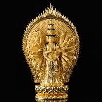 Taiwan hand copper stick gold and audio Buddha statue copper like thousand eye sight bodhisattva like home for Buddha furniture