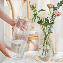 Nordic minimalist light and luxurious glass vase transparent water raising rich and expensive bamboo lilies dry flowers livingroom table hem pieces