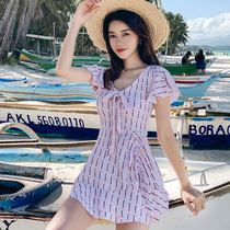 2021 new explosive one-piece swimsuit female ins wind cover belly thin conservative sexy Korean hot spring skirt swimsuit