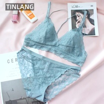 French underwear women exquisite lace non-revealable breasts gather sexy without steel ring bra anti-bump bra bra set thin