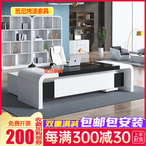 Black and white Boss Table Grand Bandai President Office furniture table and chairs Composition minimalist modern white baking lacquered desk