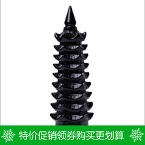 Mexican natural obsidian Wenchang Pagoda ornaments 9-layer crystal pagoda pagoda ornaments Obsidian