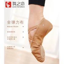 Love of Dance Full Elastic Cloth Dance Shoes Womens Soft Soled Camel Dancing Exercise Shoes Free Lace-Up Cat Claw Shoes Shaped Body Shoes Men
