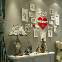 Creative girl bedside combination solid wood wall Photo Wall photo frame decoration wall heart room layout heart shape phase