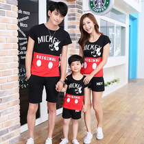 Parent-Child clothing summer clothing 2021 New style one family three summer mother and daughter mother and child clothing foreign seaside holiday set