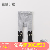 (thickened)Davebella Davebella Girl baby autumn warm cat color base pantyhose