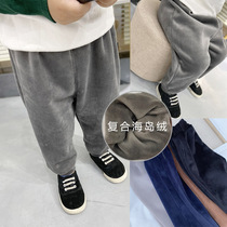 Sensibility Chenchen mom and baby childrens clothing plus velvet pants Casual pants All-match trousers Childrens winter warm plus velvet pants