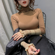 Wooden ear turtleneck sweater ladies with 2019 autumn and winter new foreign style slim fit jacket pullover bottoming sweater