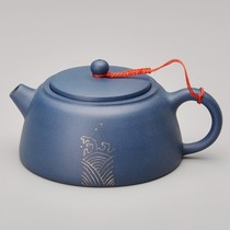 Inlaid silver ink green mud teapot hand-drawn Yixing purple sand tea ceremony