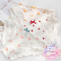 Cute Day Tie Panties Women Fruits Printed Honey Peach Strawberry Comfort Cotton Cute Lace Low Waist Fatter
