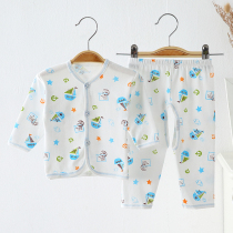 Newborn underwear two-piece 0-3 months baby flat button printed underwear set spring summer autumn pants
