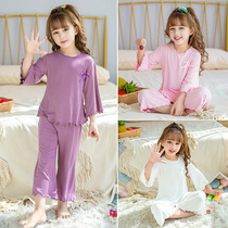 Korean Modal Childrens Thin Girls Home Clothes Baby Summer Air Conditioning Clothes Little Girl Loose Pajamas Set