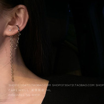 Personality ear bone chain stud niche design sense integrated tassel ear clip earrings 2021 New Tide handsome