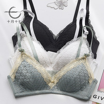 Summer girl underwear set women without steel ring thin big chest small triangle cup bra gathering small bra summer