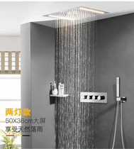 Hanpai black all-copper hot and cold in-wall concealed shower set Thermostatic bath faucet