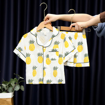 Kids Short Sleeve Pajamas Set Summer Thin Boys Girls Air Conditioning Clothes Baby Gauze Shorts Cotton Yarn Home Clothing