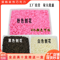 Black and white powder chocolate shavings ice cream cake decoration black forest debris edible cocoa butter roasting ingredients