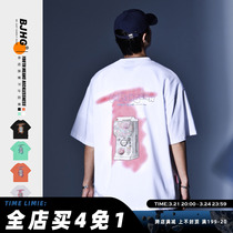 BJHG homemade summer gacha doll machine print short sleeve t-shirt male tide brand couple loose Hong Kong style fresh half sleeves