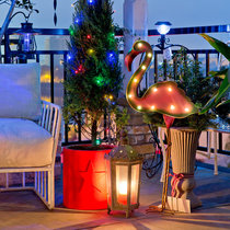 Yard time full iron Flamingo solar lamp garden window lawn decoration ornaments New year Christmas