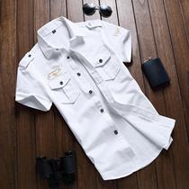 World War II Navy uniform pilot shirt men World War II classic A2 short sleeve shirt men Army American retro Germany