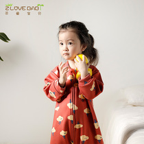 Childrens Sleeping Bag Spring and Autumn Thin Breathable Warm Cotton Pajamas Men and Womens Baby Split Anti-Kick Covered Clothes