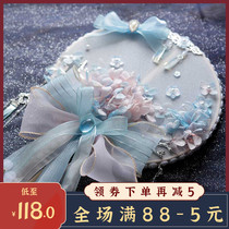 Xuetingfang Lolita Sakura Tea Fan Heavenly Girl Kasuga Sakura Snow Peony Rabbit Immortal flower long-handled group fan