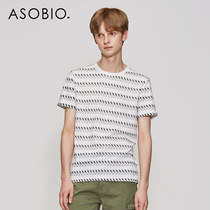 Asobio mens casual short-sleeved T-shirt mens trend fun print round neck slim T-shirt mens blouse summer