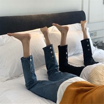 Spring and autumn 2021 new womens pants loose high-waisted straight trousers thin and versatile wide leg pants high jeans