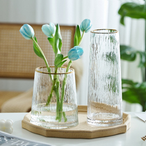 Nordic Minimalist Creative Light Lavish Transparent Glass Vases Living Room Flower Arrangement Water Raising Thyme Tulip Decorative Pendulum Pieces