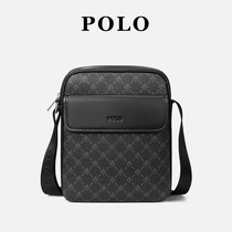 POLO Mens Messenger Bag European and American Big Brand Fashion Business Briefcase PVC Stitching Leather Shoulder Bag Dad Style