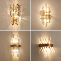 Postmodern light luxury bedside lamp Bedroom wall lamp Living room background wall crystal lamp Simple Nordic wall lamp lamps