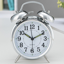 Alarm Clock Students Mute Brief Creative Metal Children Special Bedrooms Headboard With Lights Louder Bells Alarm Clock Table