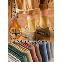 Socks womens autumn and winter mid-tube socks pure cotton towel stockings deodorant days warm thick womens socks winter plus velvet mid-length