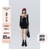 The Barbie Aunt Velvet Dress Woman spring new body Body Hanging neck Short skirt design Feel The Shoulder Stunning Dress